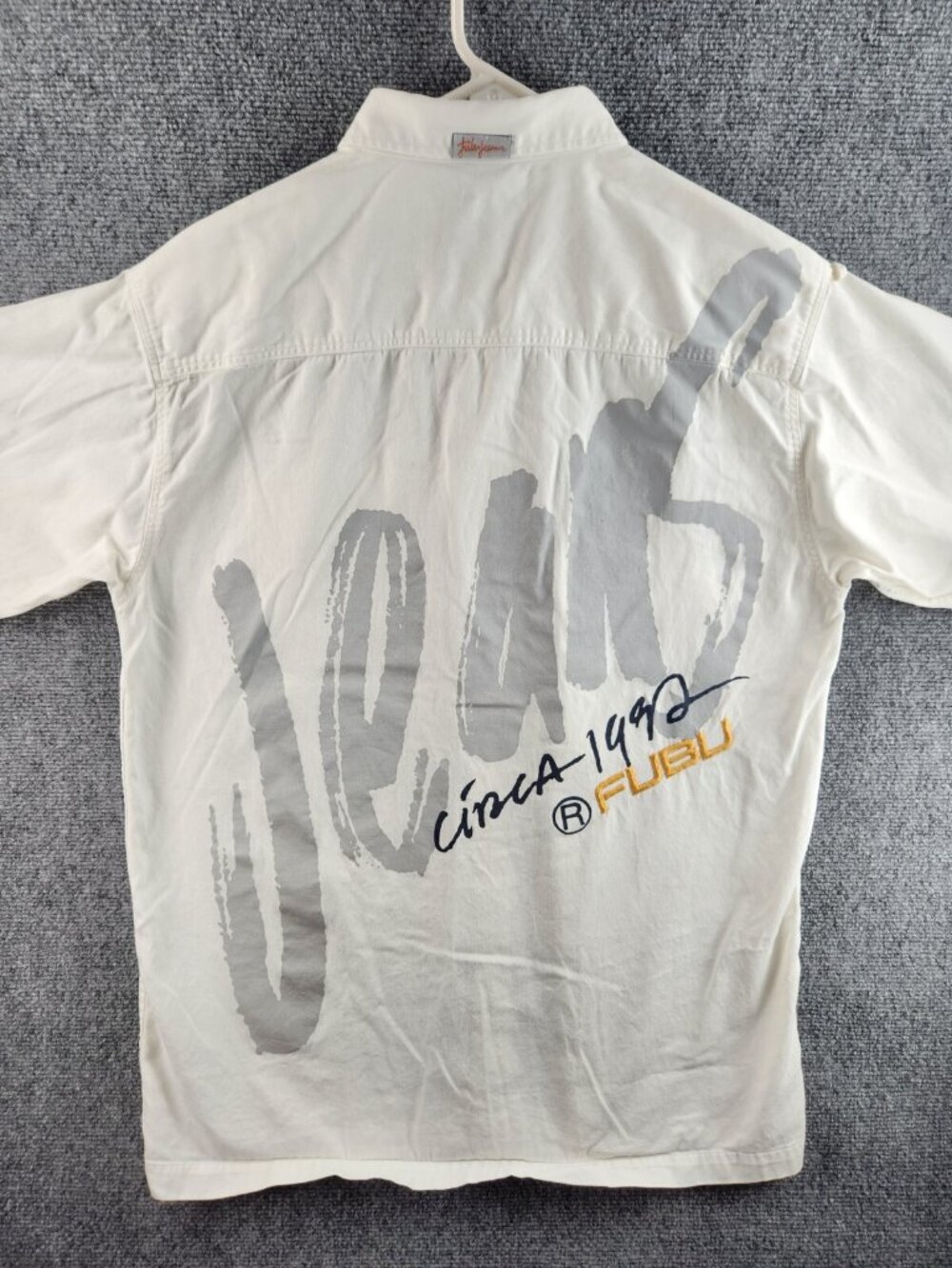 VTG FUBU Graphic Print 1992 Embroidered Y2K Button Up Shirt White Size 100